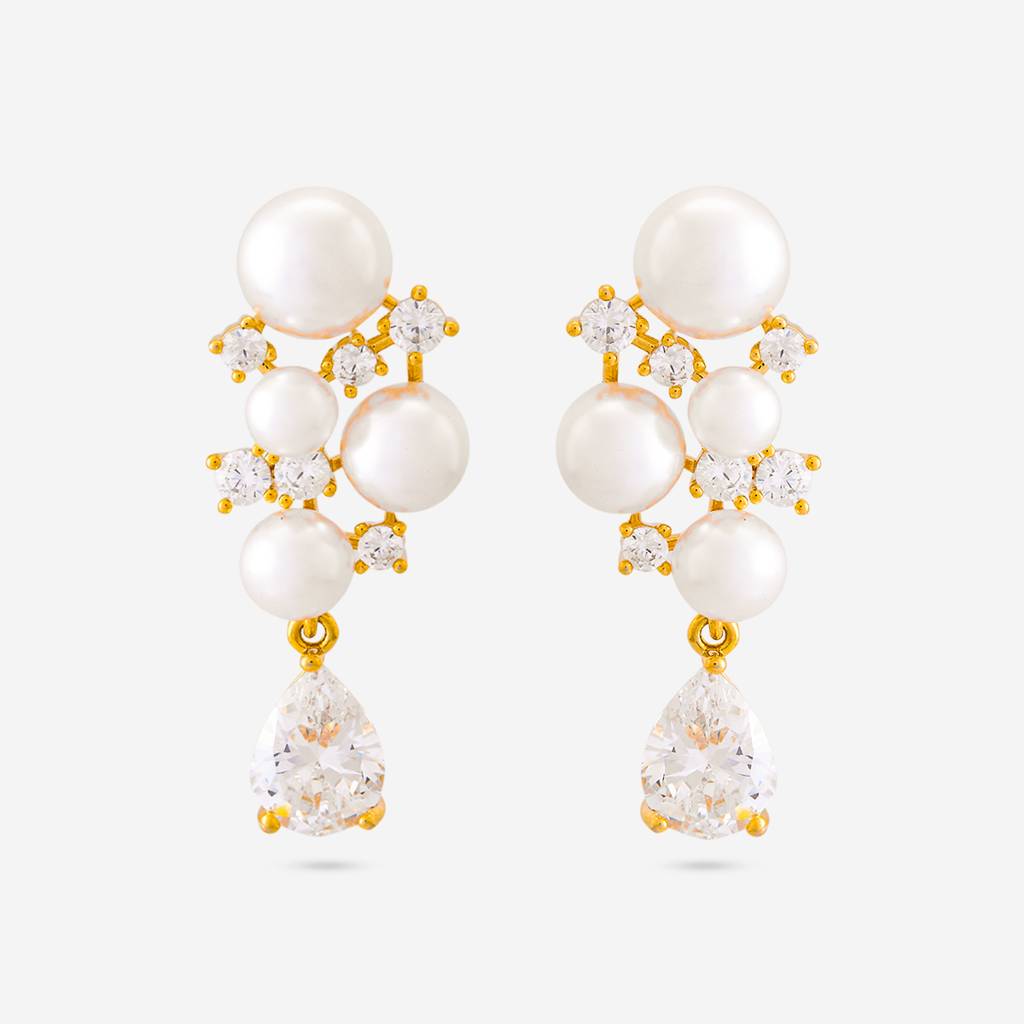 Pearl Gold - Plated Casual Wear Trendy Zircon Earring - 464708 : 464708