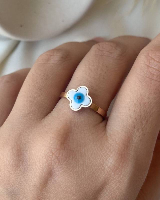 Evil Eye Clover Ring : R-EE-1-6