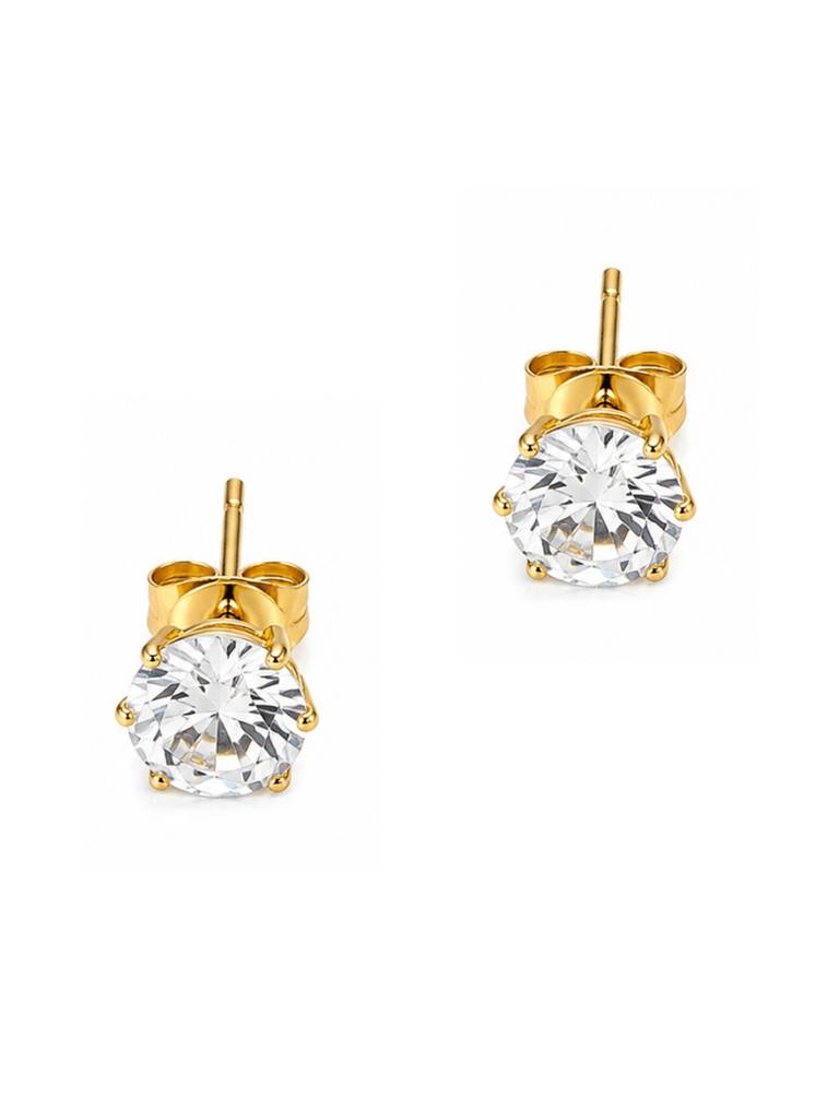 18K Gold Plated Stainless Steel Waterproof & Anti-Tarnish Petal Crown Studs : E107ASSS0G