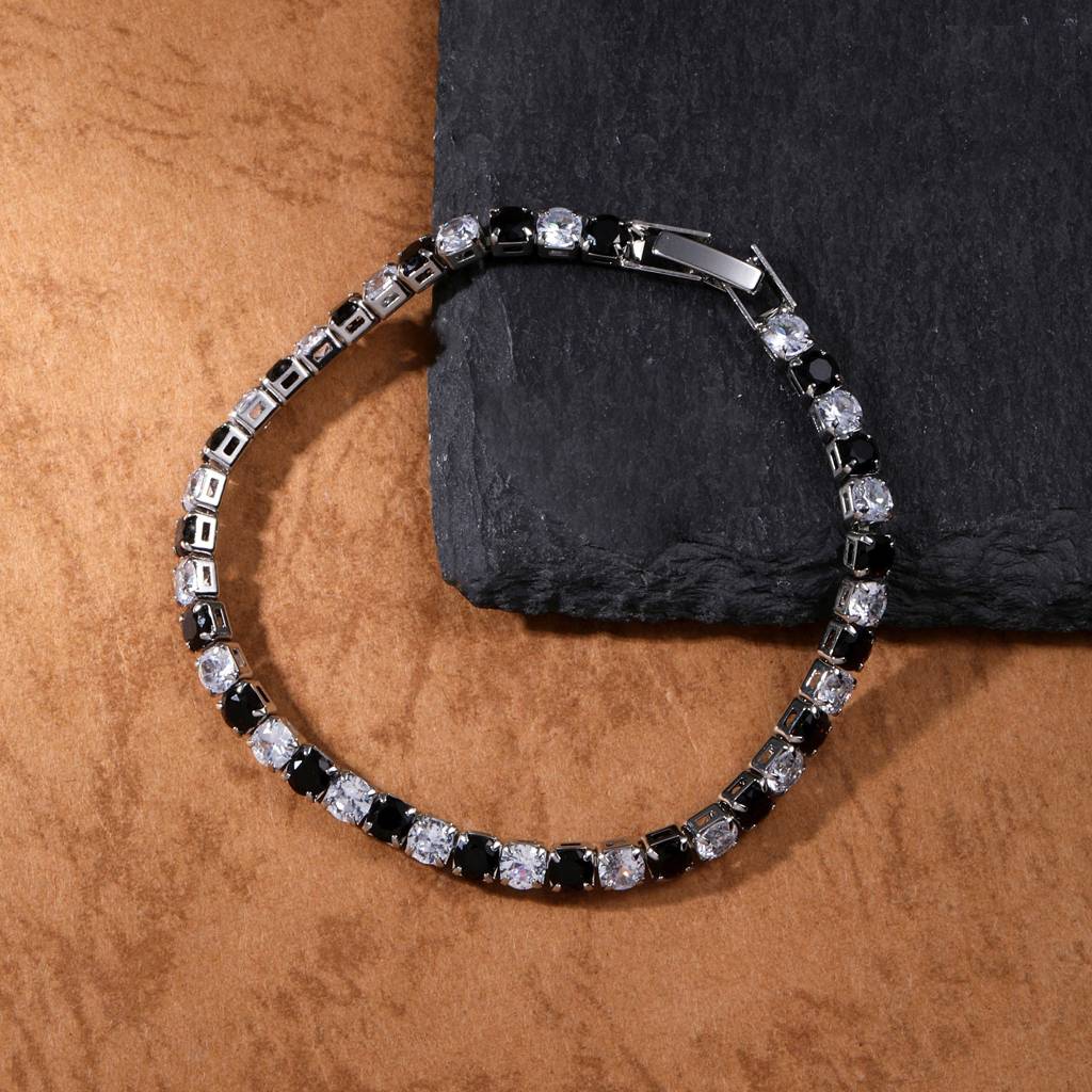Two Tone Radiance Tennis Bracelet : MB1S0979-S-BK