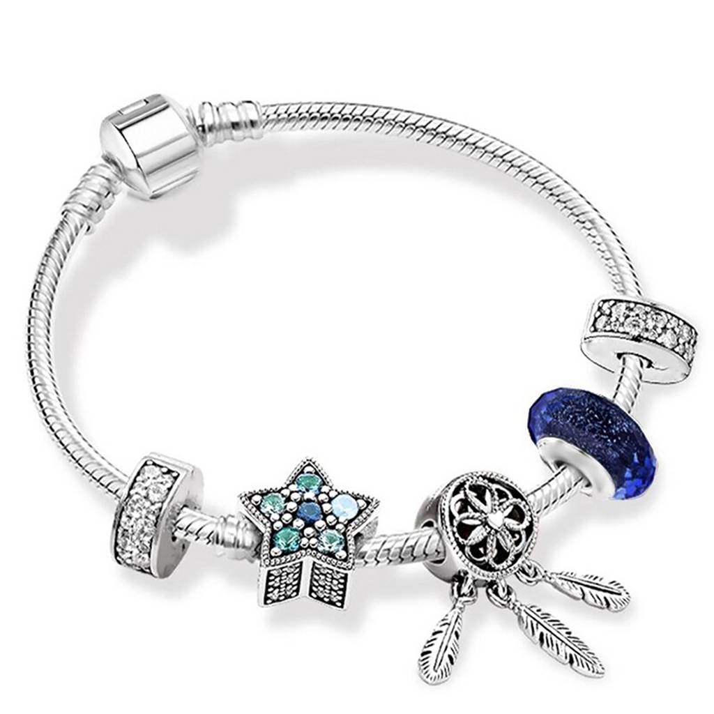 Silver Plated Cubic Zirconia Studded Charm Bracelet Stylish Jewellery Gift For Girls & Women : PX3B78