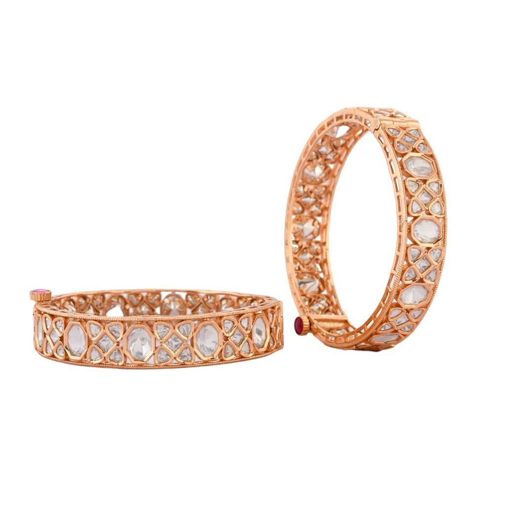 Sparkling Elegance Shimmering  Kundan American Diamond Bangles : 8905124527407