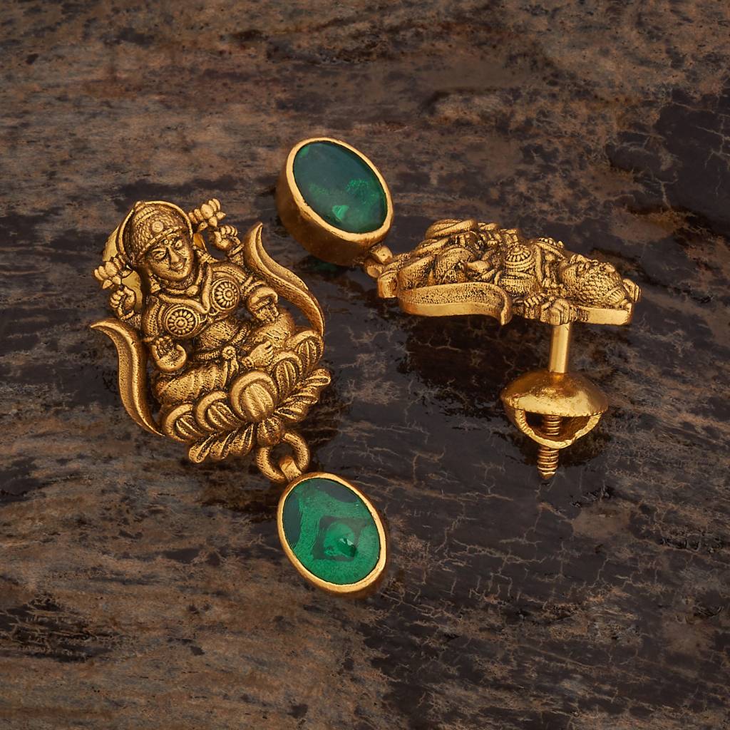 Green Gold - Plated Festive Temple Earring - 441360 : 441360
