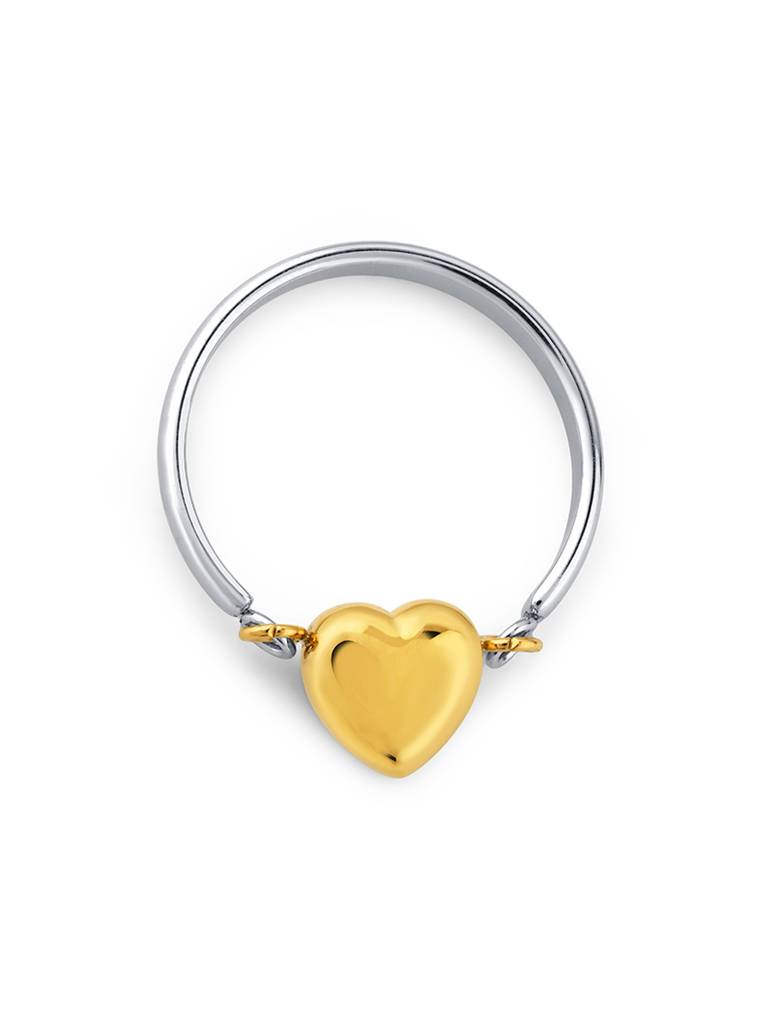 Dual Tone Heart Ring Stainless Steel Waterproof & Anti-Tarnish(Size-7) : R79SJSS7T