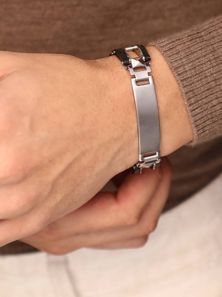 Men'S The Contrast-Lined Tennis Bracelet - Onyx Black : FABR1105