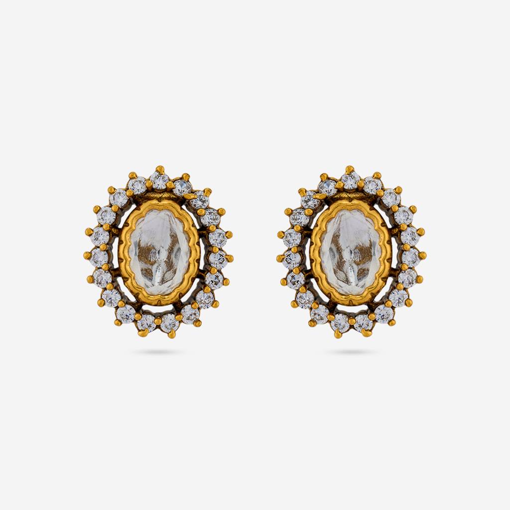 White Victorian - Plated Casual Wear Kundan Earring - 467986 : 467986