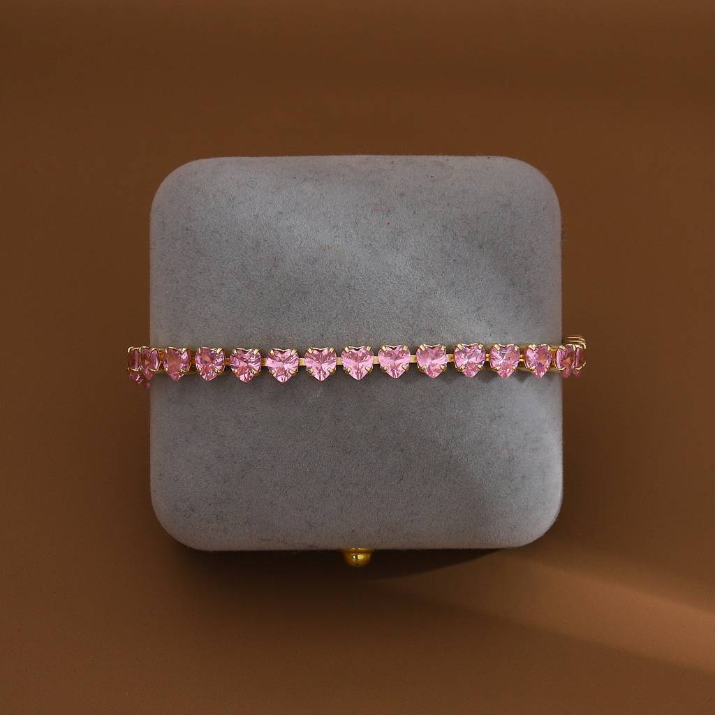 Heartstrings Diamond Tennis Bracelet - Pink : BS14611-G-PK