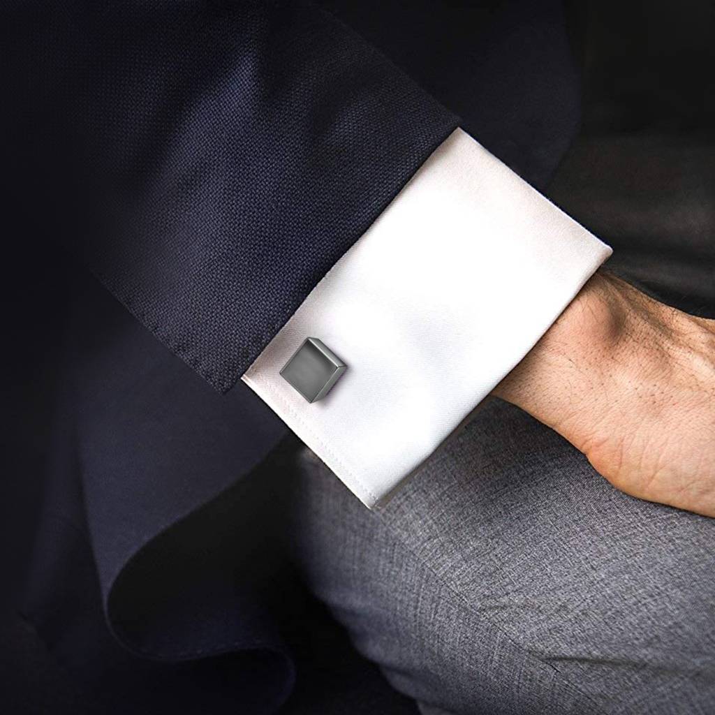 Peora Silver Plated Cube Shape Cufflinks Set Stylish Accessories For Men & Boys Wedding Business Gift (Px9Cl113) : PX9CL113