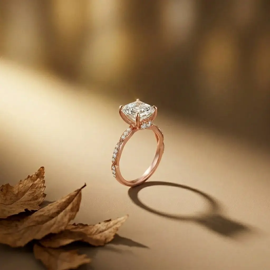 2.99Ct Moissanite Asscher Cut Pave Twist Ring : ZLM10020R-10N