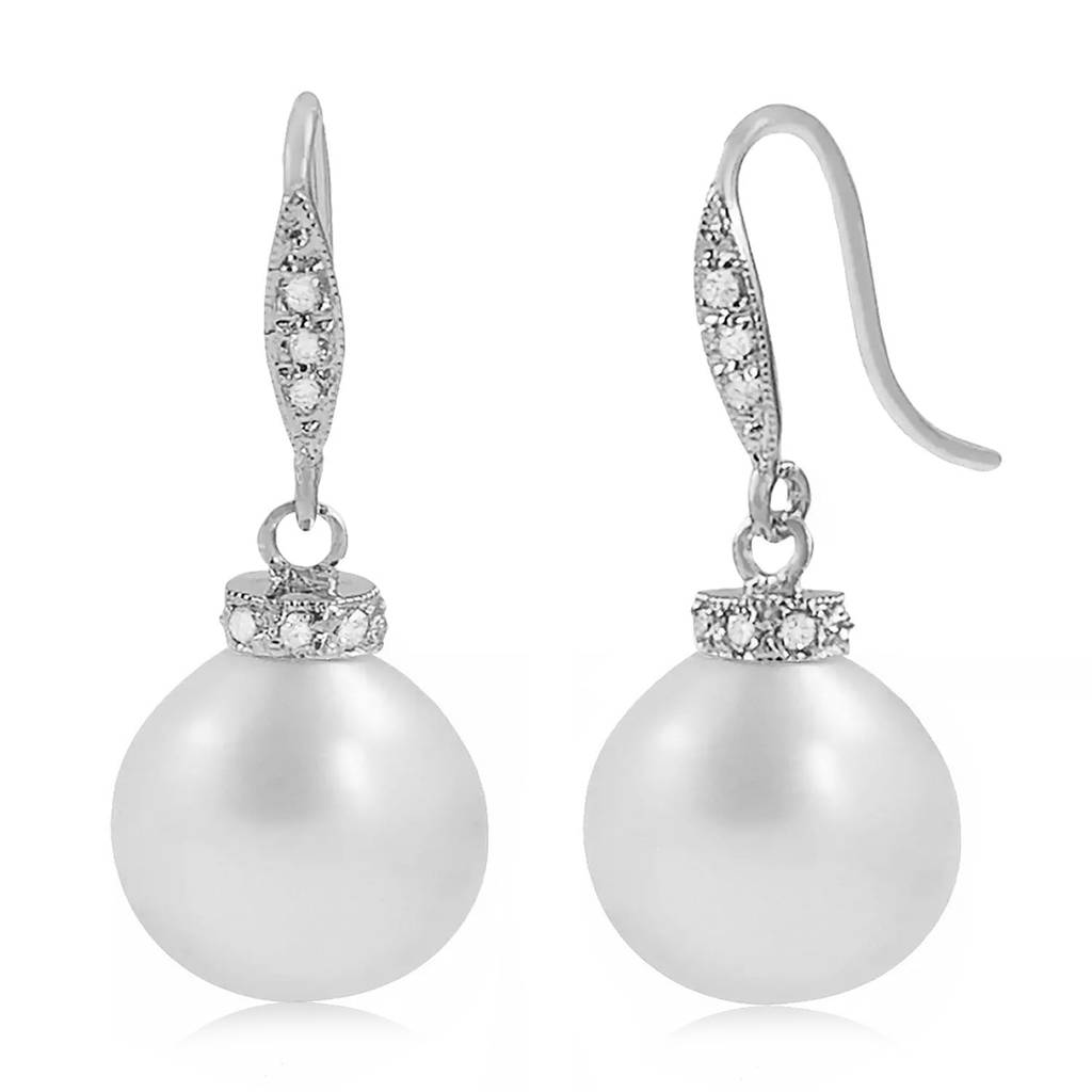 Silver Plated Pearl Studded Stylish Drop Earring Fashion Jewellery Gift For Women & Girls : PX9E3024W