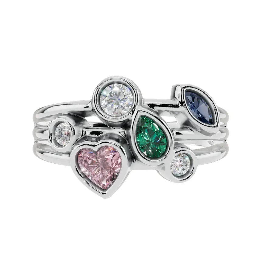 The Kaleidoscope Cluster Pure Silver Ring : VRG03-SL-9-W