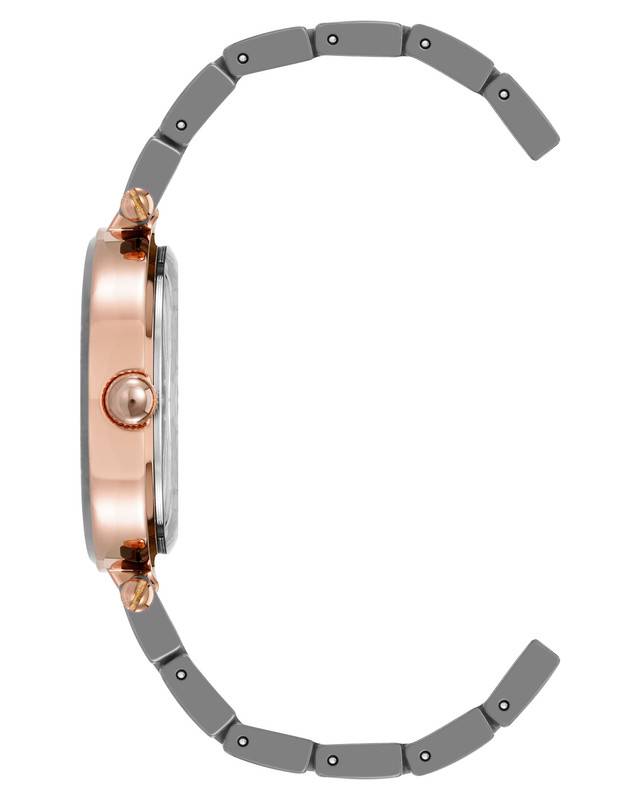 Women'S Genuine Diamond Dial Ceramic Bracelet Watch,Taupe/Rose Gold : AK_1018TPRG