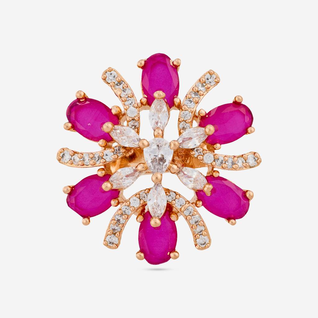 Plated Party Wear Zircon Finger Ring - 469721 : 469721