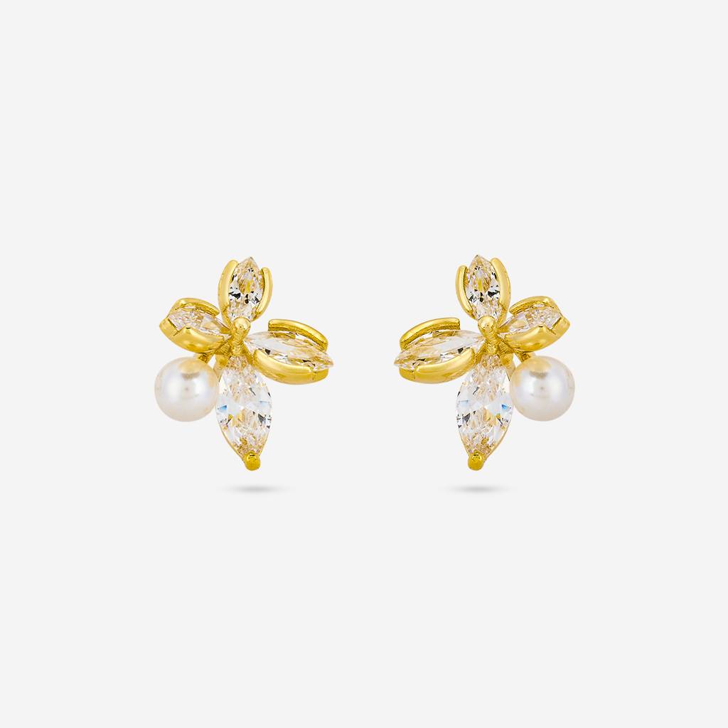 Pearl Gold - Plated Casual Wear Trendy Zircon Earring - 460357 : 460357