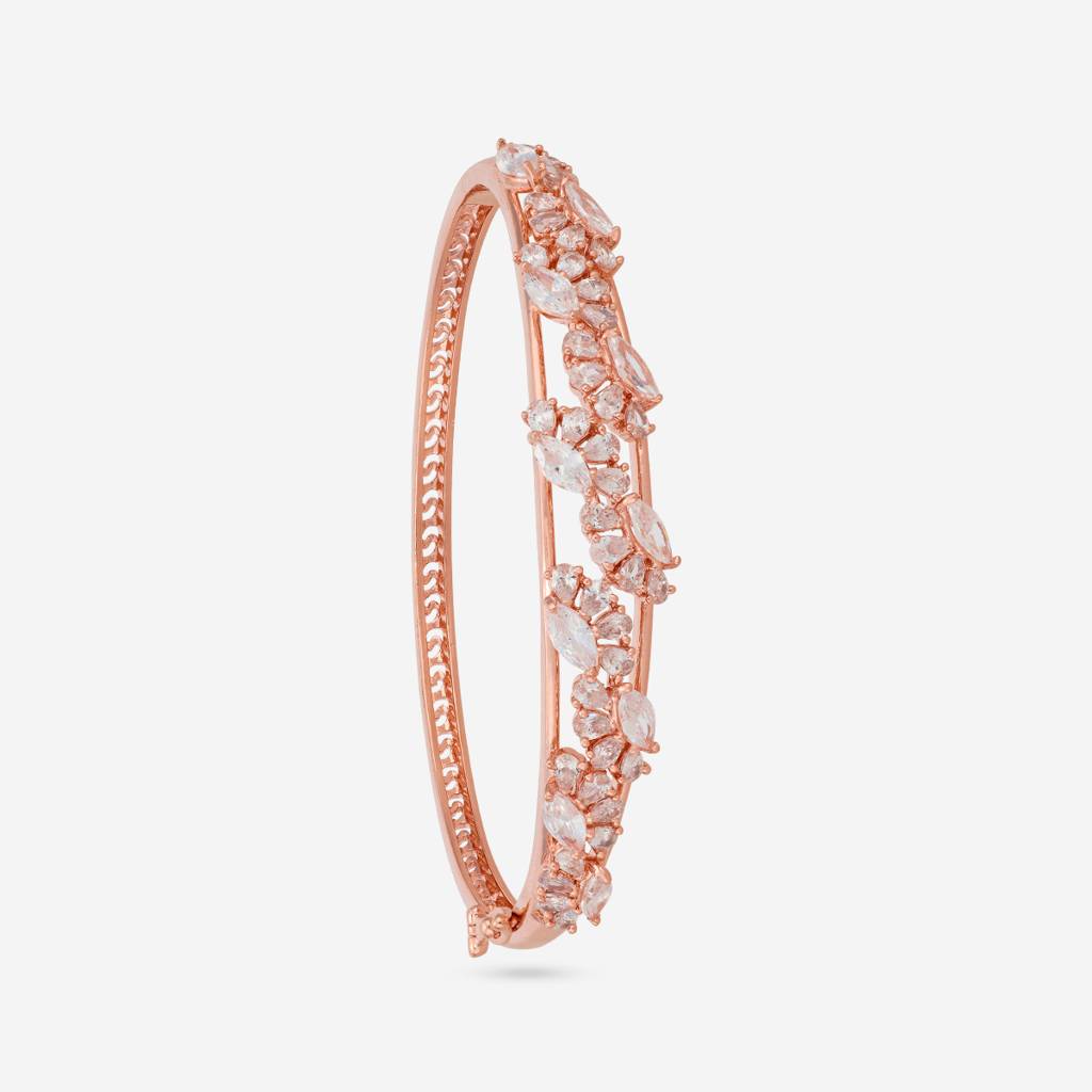 White Rose Gold - Plated Party Wear Zircon Kada - 467889 : 467889
