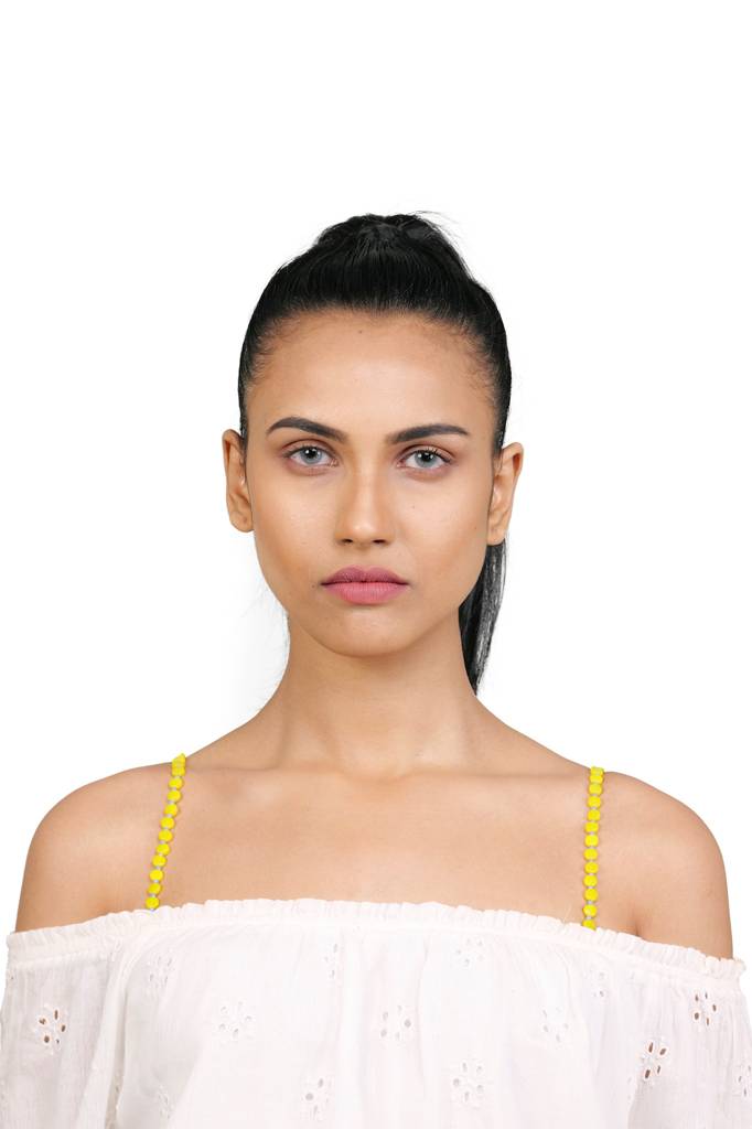 Yellow Fun Beaded Bra Strap : BBR-YELLOW-FUN-XS