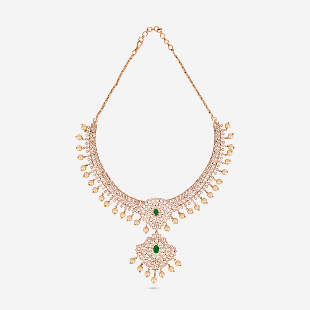 Rose Gold - Plated Bridesmaid Zircon Necklace - 464957 : 464957