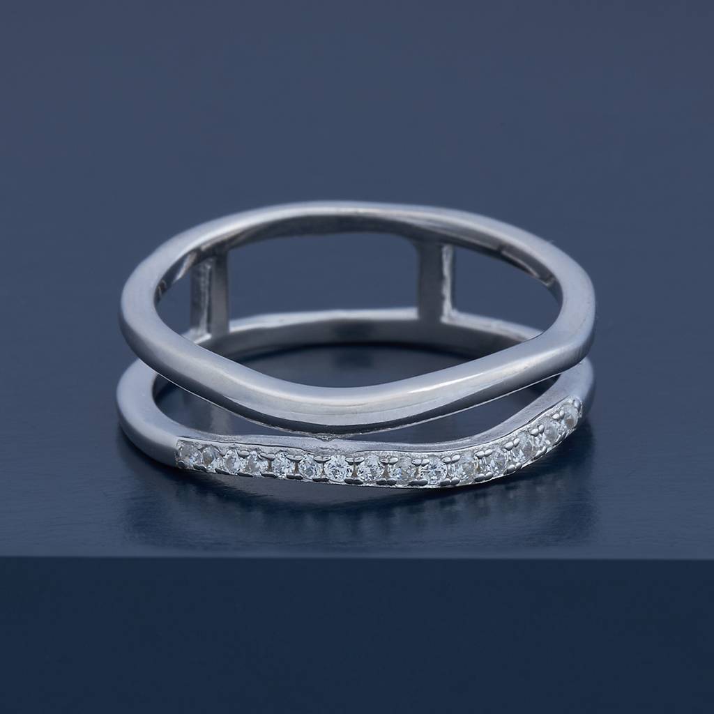 White Rhodium - Plated Office Wear Silver Finger Ring - 432866 : 432866