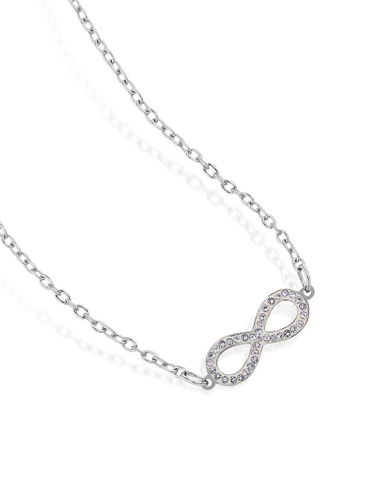 Rohdium Plated Infinity Necklace Stainless Steel Waterproof & Anti-Tarnish : N13ASSS0S
