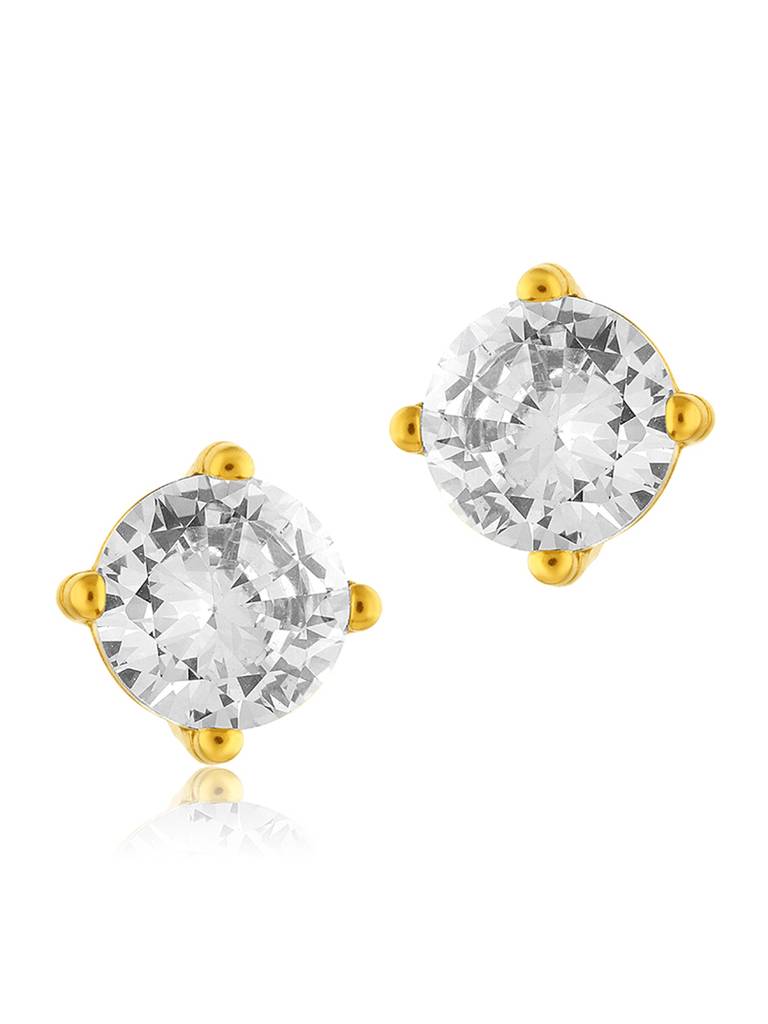 18K Gold Plated Classic Solitaire Studs Stainless Steel Waterproof & Anti-Tarnish : E24ASSS0G