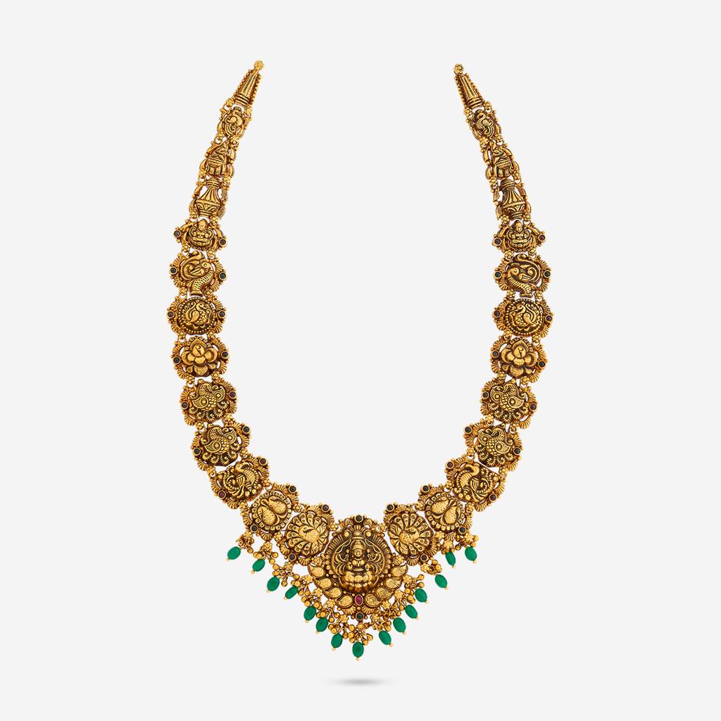 Ruby-Green Oxidised Gold - Plated Bridesmaid Temple Necklace - 462066 : 462066