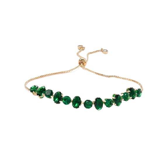 Green Gold Plated Fancy Bracelet For Women Crystal Studded Casual & Festive Wear Jewellery Gift For Her : PX9B252GRN
