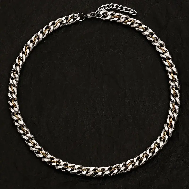 Aurelian Dual Tone Cuban Chain Necklace : MN1S1155-S-G