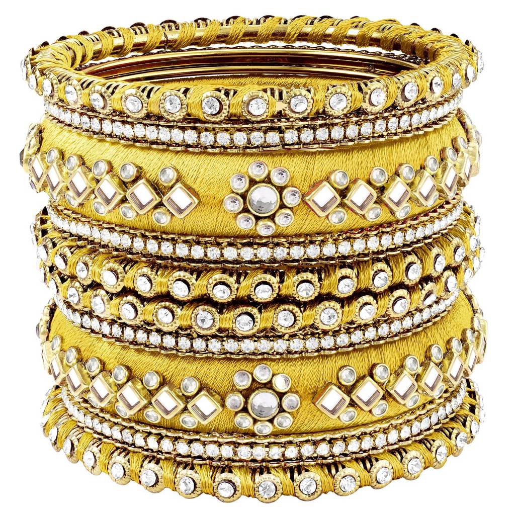 Peora Velvet Matching Fancy Silk Thread Chuda Bangle Set Navratri Gift For Women : PF51B46YW-8