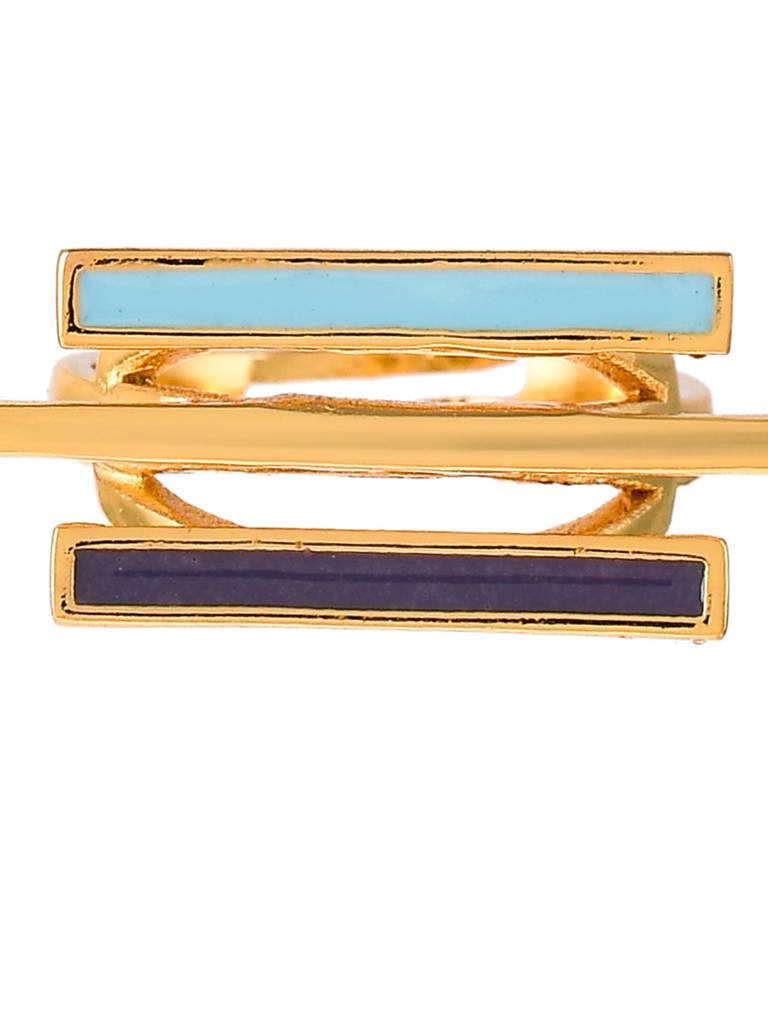 Benzene Gold Contemporary Enamelled Adjustable Ring : 8905124456530