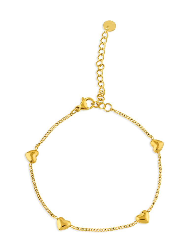 18K Gold Plated Golden Heartline Bracelet Stainless Steel Waterproof & Anti-Tarnish : B2ASSS0G