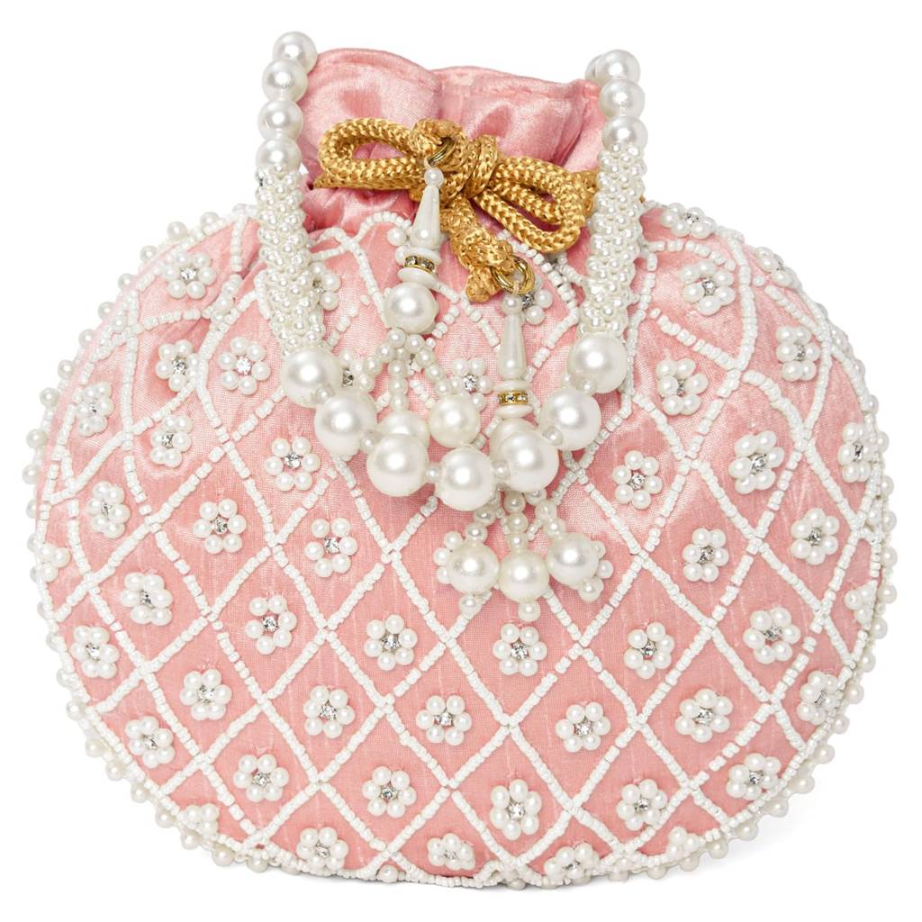 Potli Purses For Women Handmade Evening Handbag Stylish Bridal Fashion Wristlet Bag For Girls : P202PK