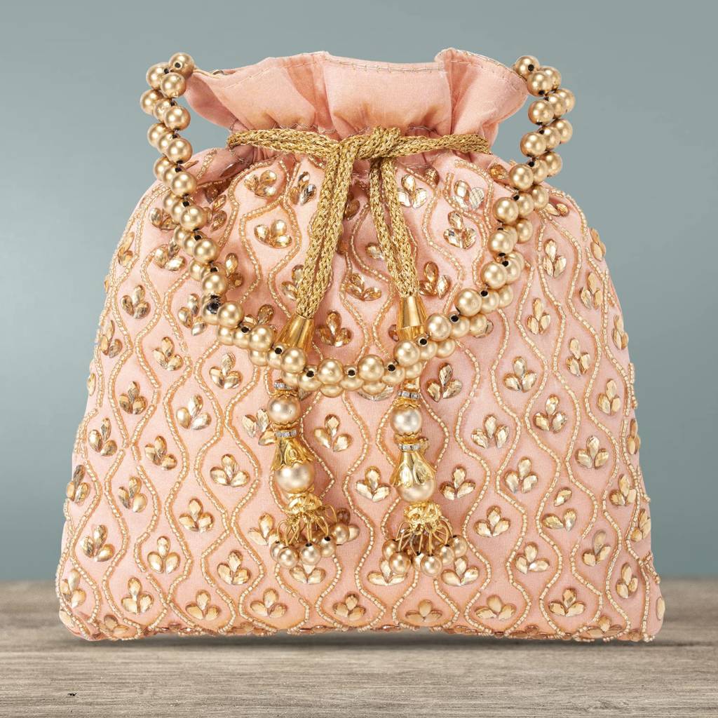 Potli Purses For Women Handmade Evening Handbag Stylish Bridal Fashion Wristlet Bag For Girls (P27B) : P27PCH