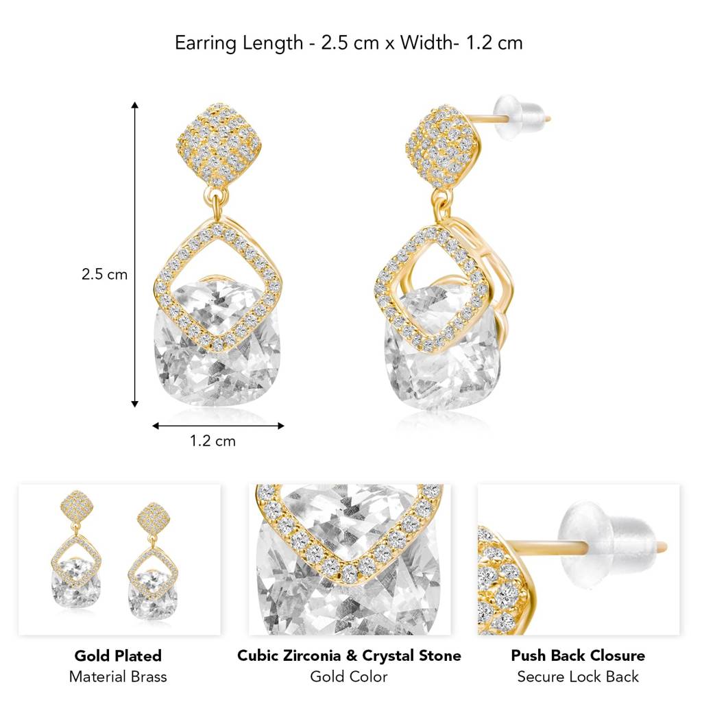 Cubic Zirconia & Crystals Studded Fancy Drop Earring Gift For Women & Girls : PF68E345G