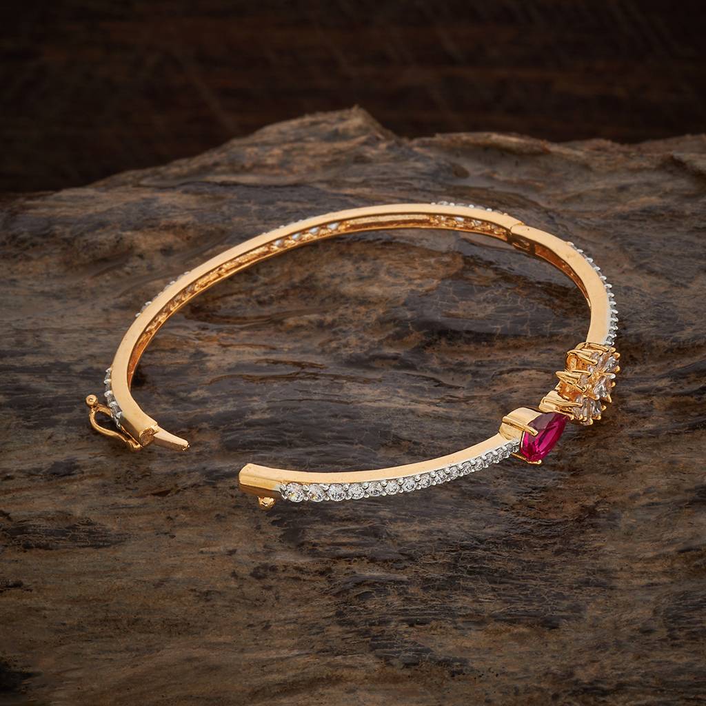 Rhodium-Gold - Plated Party Wear Zircon Kada - 435087 : 435087