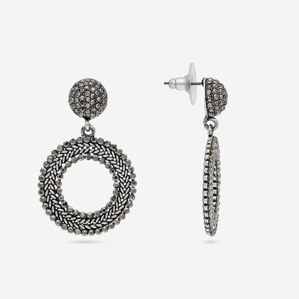 Grey Oxidised - Plated Casual Wear Trendy Earring - 450667 : 450667