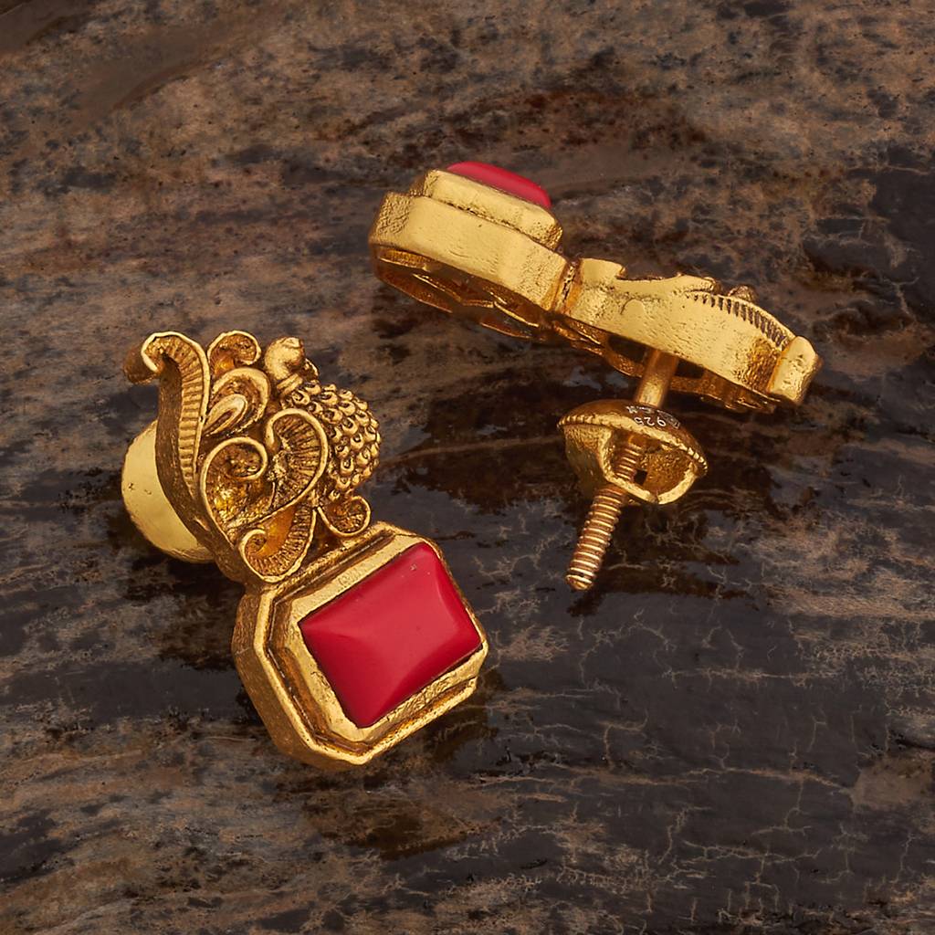 Gold - Plated Festive Temple Earring - 435622 : 435624