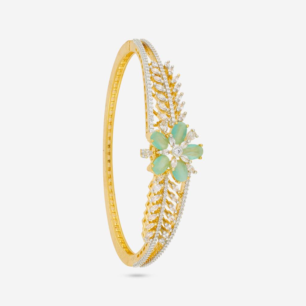 Mint Rhodium-Gold - Plated Party Wear Zircon Kada - 454954 : 454954