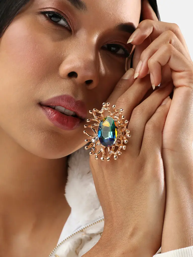 Bhaswati-Women'S Crystal Tentacles Statement Ring : SOHIRG8573
