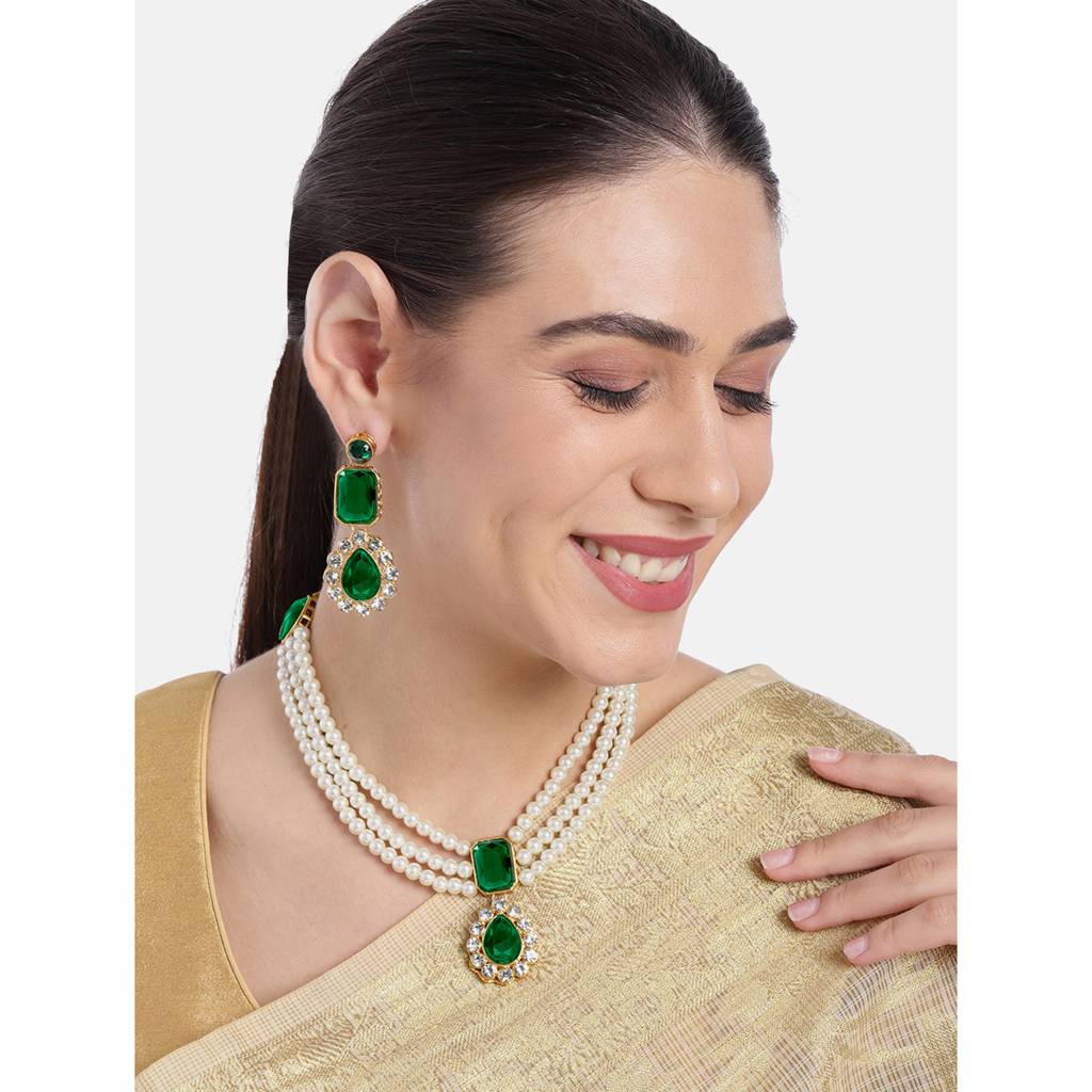 Peora Gold Plated Kundan Long Necklace Earring Indian Traditional Jewellery Set For Women Girl : PF24N31G