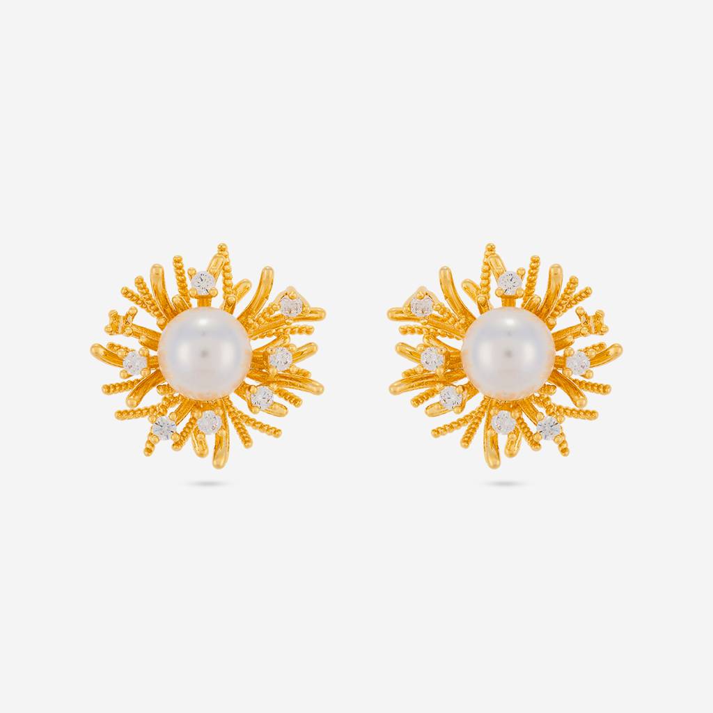 Pearl Gold - Plated Casual Wear Trendy Zircon Earring - 464517 : 464517
