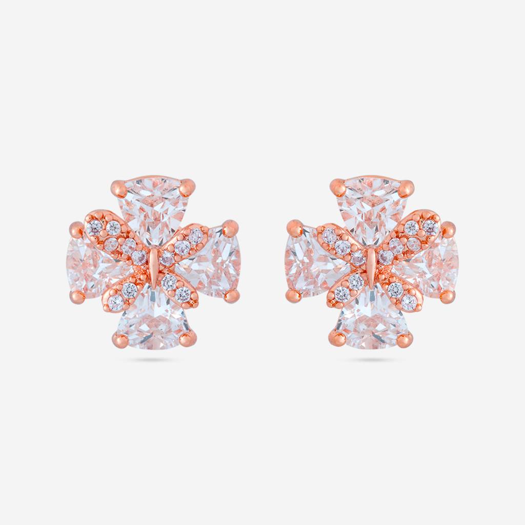 White - Plated Casual Wear Trendy Zircon Earring - 466994 : 466996