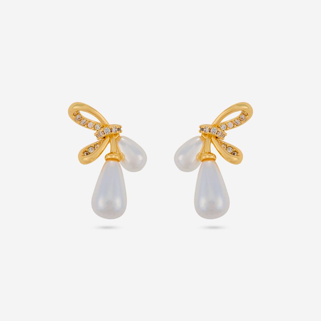 Pearl Gold - Plated Casual Wear Trendy Zircon Earring - 464619 : 464619