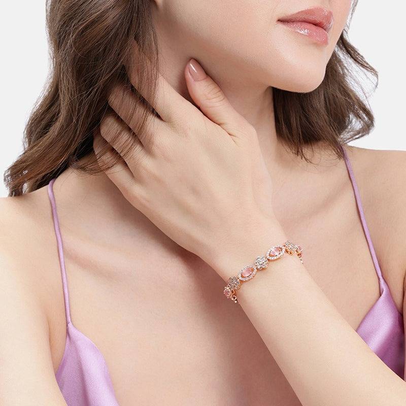 Rose Gold Plated Cz Tennis Bracelet For Women | Elegant Wear : AD-142-RGMPBR