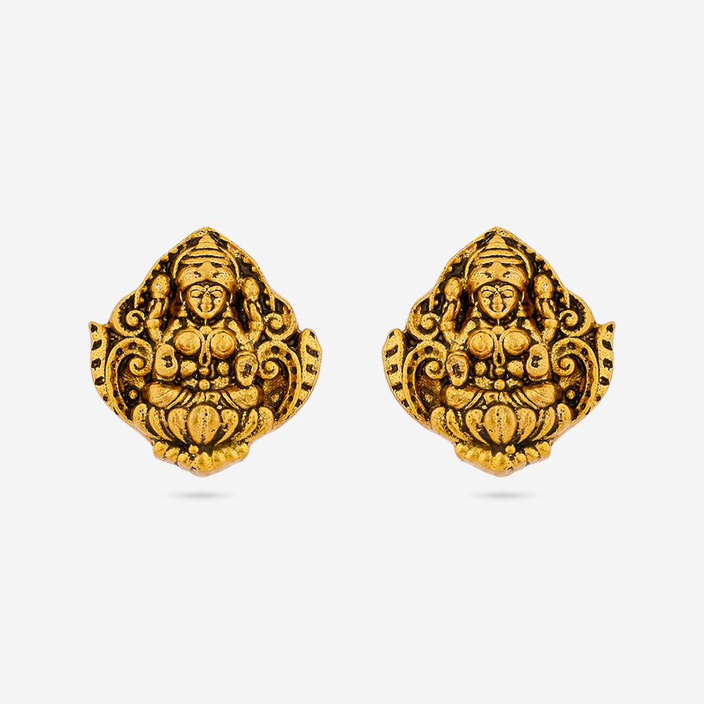 Gold - Plated Festive Temple Earring - 458781 : 458781