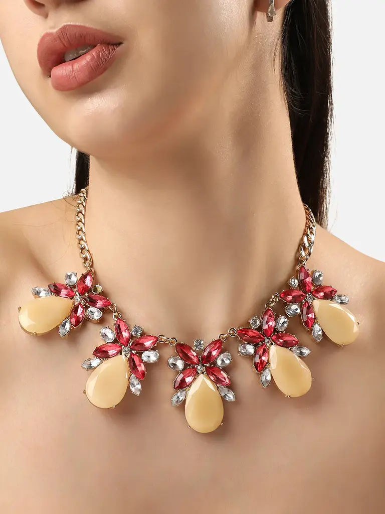 Jai-Multi-Colour Acrylic Crystal Necklace : SOHNCK3588