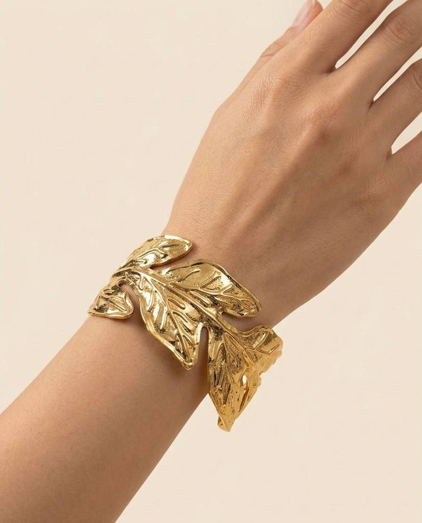 18K Gold Coated Oak Leaf Cuff : BCG010