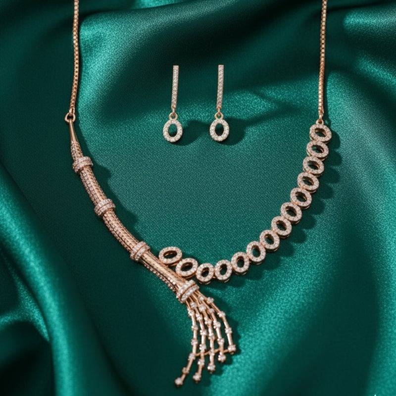Luxury Cz Tassel Necklace Set For Women|Occasion Wear : AD-892-RGWENKER
