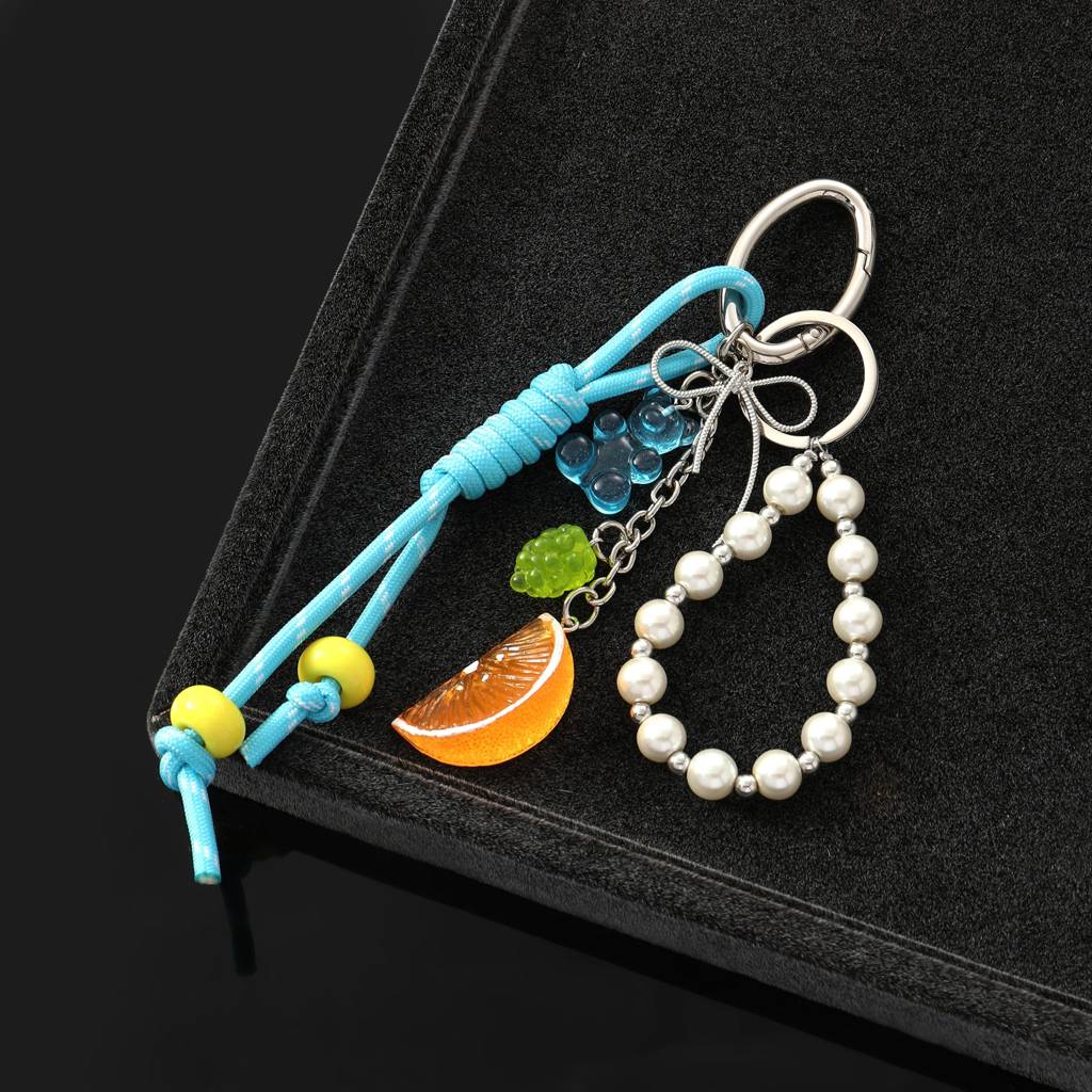 Tropical Fruit Slices & Beads Bag Charm : C-BG-0014-BU