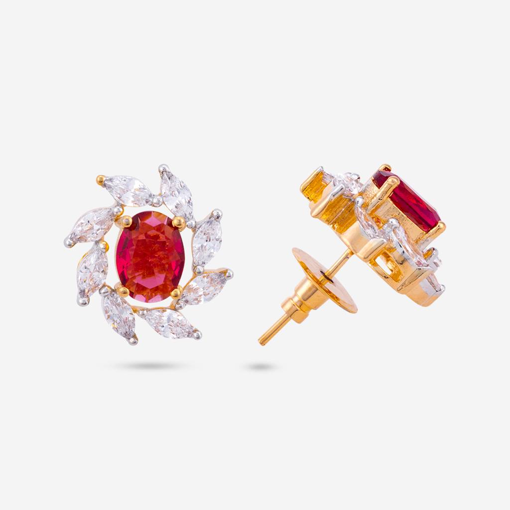 Ruby Rhodium-Gold - Plated Casual Wear Zircon Earring - 447654 : 447654