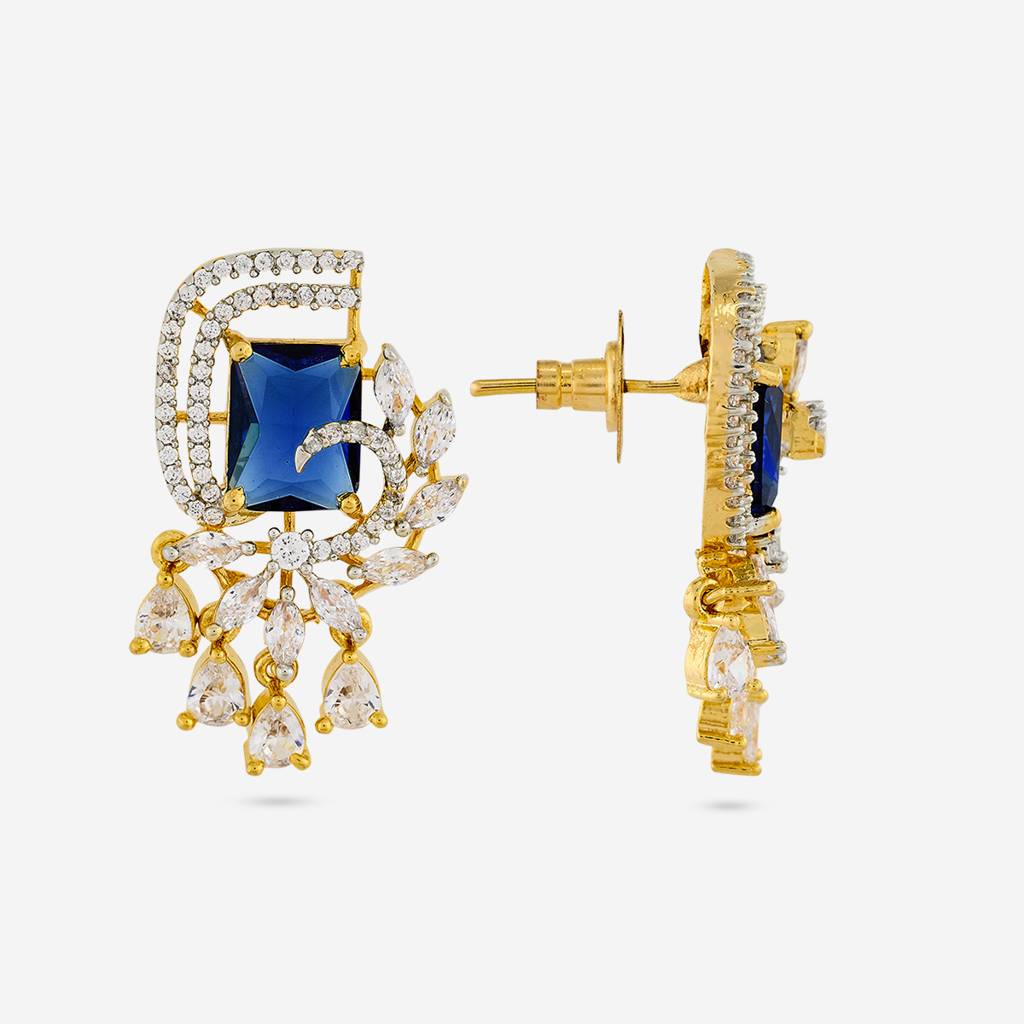 Rodium-Gold - Plated Party Wear Zircon Earring - 449060 : 449063
